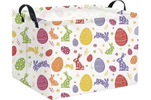 HIYAGON Easter Basket for Kids, Empty Baby Easter Basket for Boys and Girls, Cute Toy Storage Organizer Bin Box, Rectangular Easter Egg Bunny Room Décor