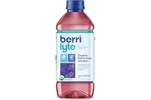 BERRILYTE Berri Lyte Plant Based Organic Electrolyte Solution – Pediatric Rehydration Drink – Low Sugar Acai Berry Flavor, 1 L, 4 ct