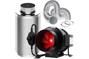 VIVOSUN Grow Tent Ventilation System, 6 Inch Inline Duct Fan with Speed Controller, 6'' Carbon Filter, and 16ft. Ducting Combo, Air Cooling and Filtration Kit for Grow Tent, Hydroponics