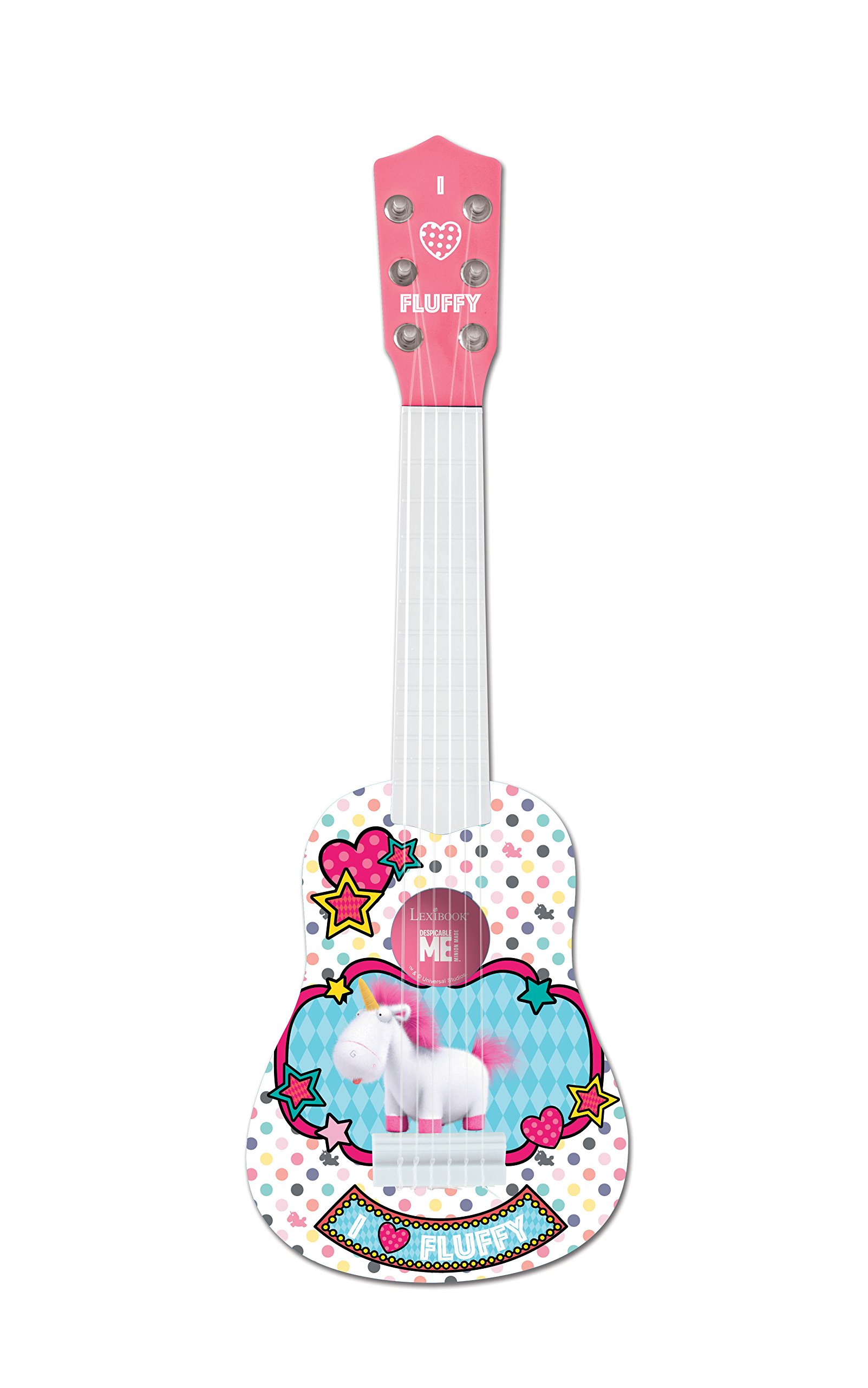 Lexibook Universal Despicable Me 3 Agnès & Fluffy My first guitare, 6 nylon strings, 53 cm, guide included, Pink / White, K200DES1