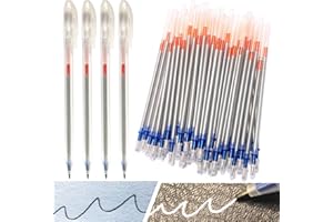 SUNIOINE 54 Pcs Leather Marking Pen Silver Fabric Markers Pen Set, 4 Pcs Pen Barrel with 50 Pcs Silver Leather Markers Refills for Sewing, Leather, DIY Dressmaking, Quilting Supplies