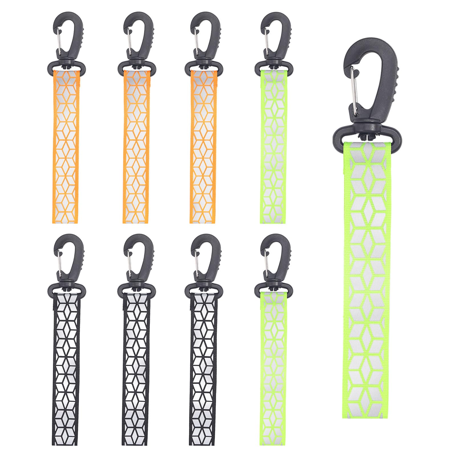 AOROPS 9Pcs Reflective Pendants, Safety Reflective Keychain Pendant, Reflector Pendant Reflective Tags Reflective Key Fob for Backpack for Clothes Cycling Walking Running