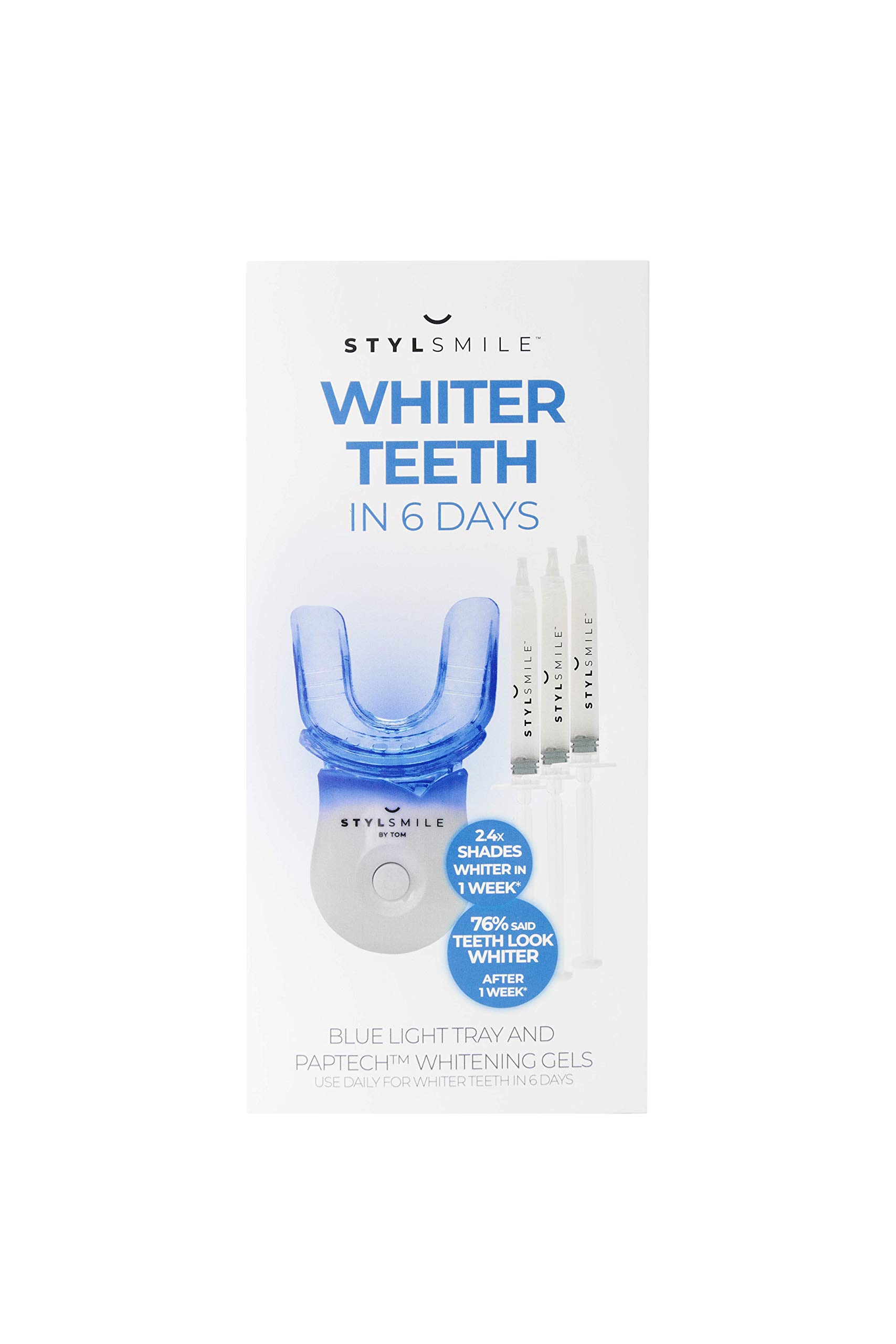 STYLSMILE Boost Kit: Led Accelorator Tray, Silicone Mouth Tray, and 3 Whitening Gel Syringes, 3 ml
