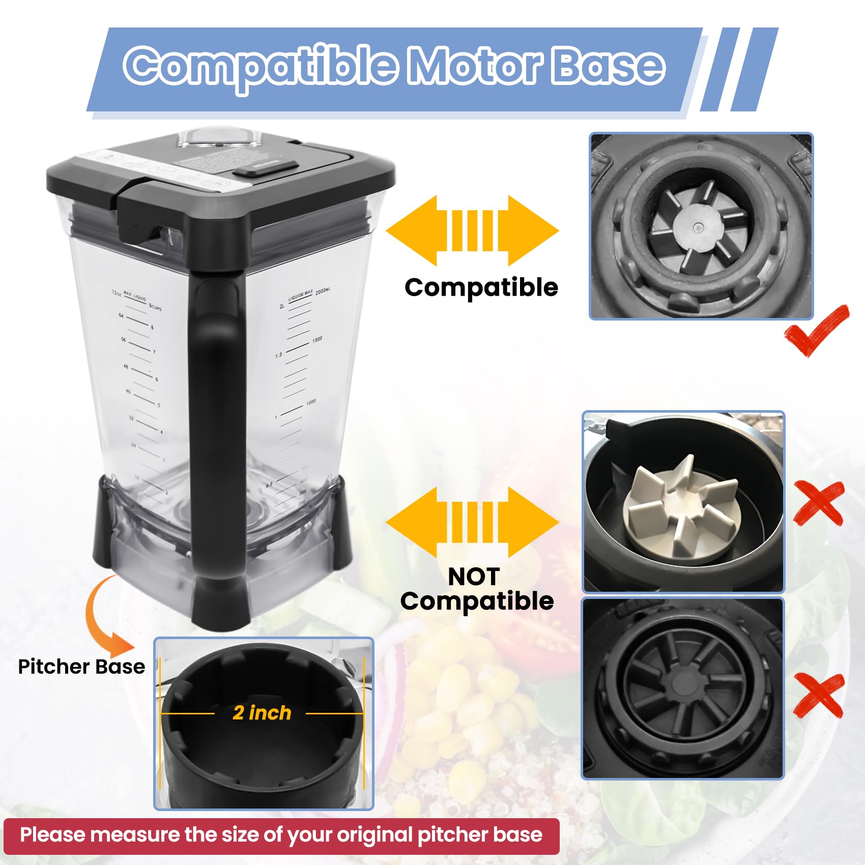 72 oz XL Pitcher Replacement Compatible with Ninja BL660 BL740 Blenders Professional, 72oz Crushing Pitcher Replacement for Ninja BL660A BL660W BL660WM BL663CO BL665QBK BL740C-With Locking Lid
