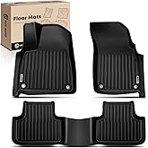 YHTAUTO Floor Mats Fit 2017-2025 Audi Q7, 2019-2024 Q8, TPE Floor Liners All-Weather Protection Custom Fit, 1st & 2nd Row, Set of 3 Black
