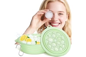 MERDTTES Upgraded Face Bowl for Ice with Built-In Icetray, Collapsible Silicone Face Ice Bath Bowl with S-Hook, Portable Facial Basin Ice Therapy for Skin Tightening & Puffiness Relief - Home & Travel(Green)