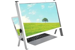 MJkCoa Laptop Screen Magnifier, Anti Blue Light, 4x Magnification, Wooden Frame, Compatible with Laptop/Tablet/Mobile Screen