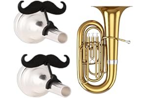 Brasstache 2.0 for Kids - (2-pack) Clip-on Mustache for Brass Players, Original Mustache Size (Tuba)