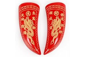 HannaFires Red Divination Blocks - Fengshui Taichi tool, Large Double Dragon Peach Wood Moon Blocks, Buddhist and Taoist Yin-Yang Divination Tools for Chinese Cultural Rituals and Qingming Festival