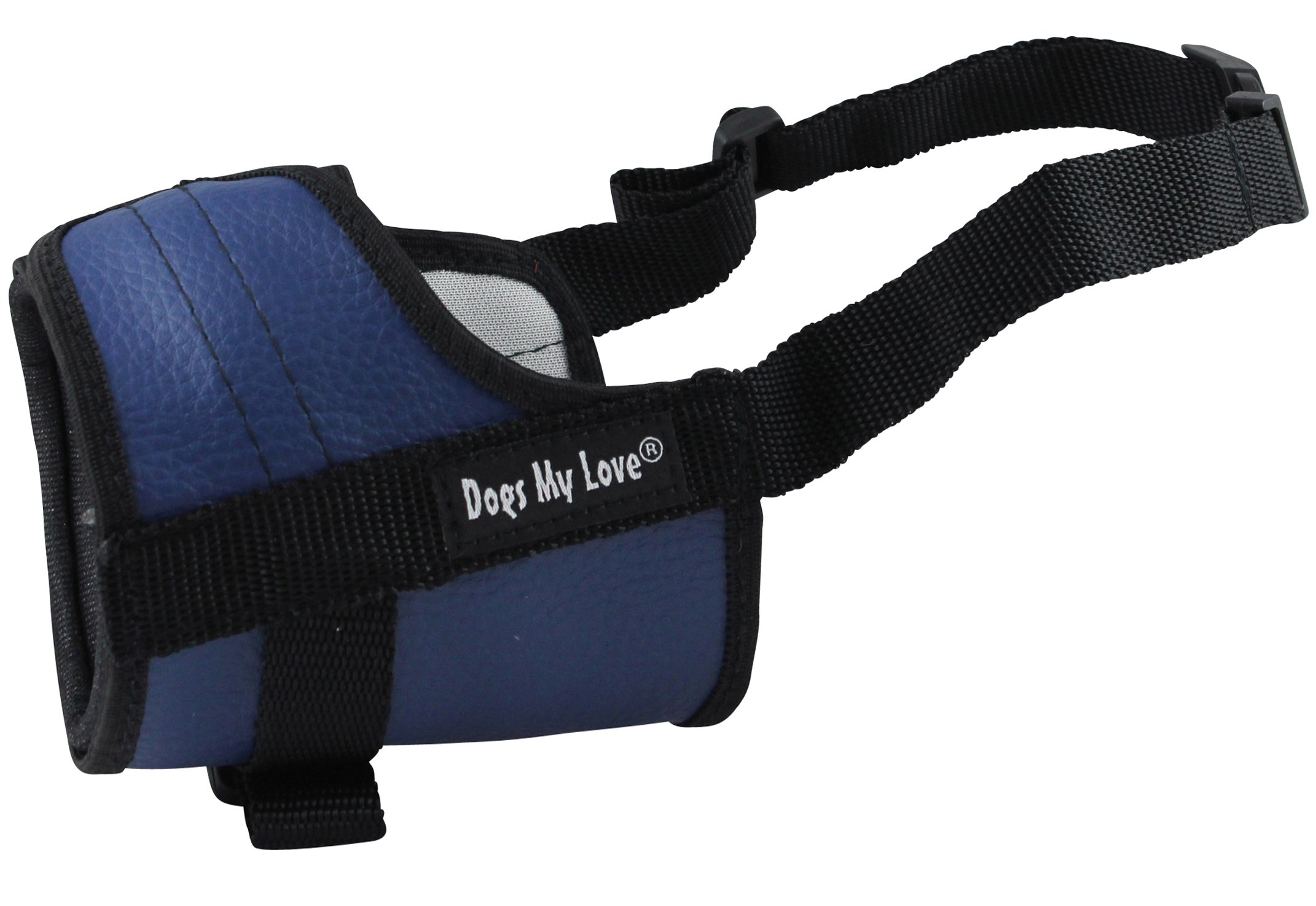 Adjustable Dog Muzzle 6 Sizes Blue (S: 6.5"-9" Snout Circumf.)