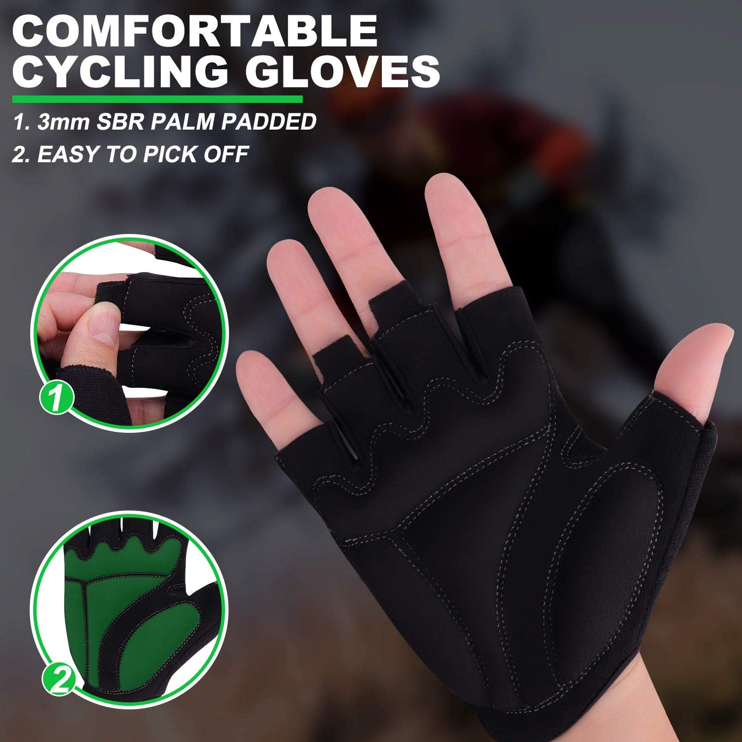 Reinalin Cycling Gloves Bike Gloves Bicycle Gloves Gym Gloves Lightweight 3MM Gel Pad Shock-Absorbing Anti-Slip Breathable for Biking MTB Road Biking Mountain Bike for Men Women : Clothing