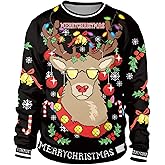 TOONRAIN Christmas Sweatshirt 3D Graphic Pullover Funny for Men Women Unisex Sweater