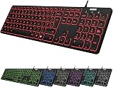 Arteck USB Wired Backlit Keyboard 7 Colors Full Size with Numeric Keypad view 1