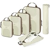 BAGSMART Compression Packing Cubes, 6 Set Packing Cubes for Suitcases, Lightweight Suitcases Organizers Bag Set & Compression Travel Cubes, Travel Essentials Packing Organizers