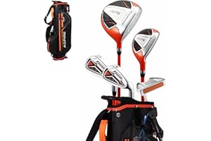 Aspire X-Lite Super Performance Junior Golf Club Set - Right-Handed Kids Golf Set with Driver, Hybrid, 7 Iron, Putter, Stand Bag & Headcovers
