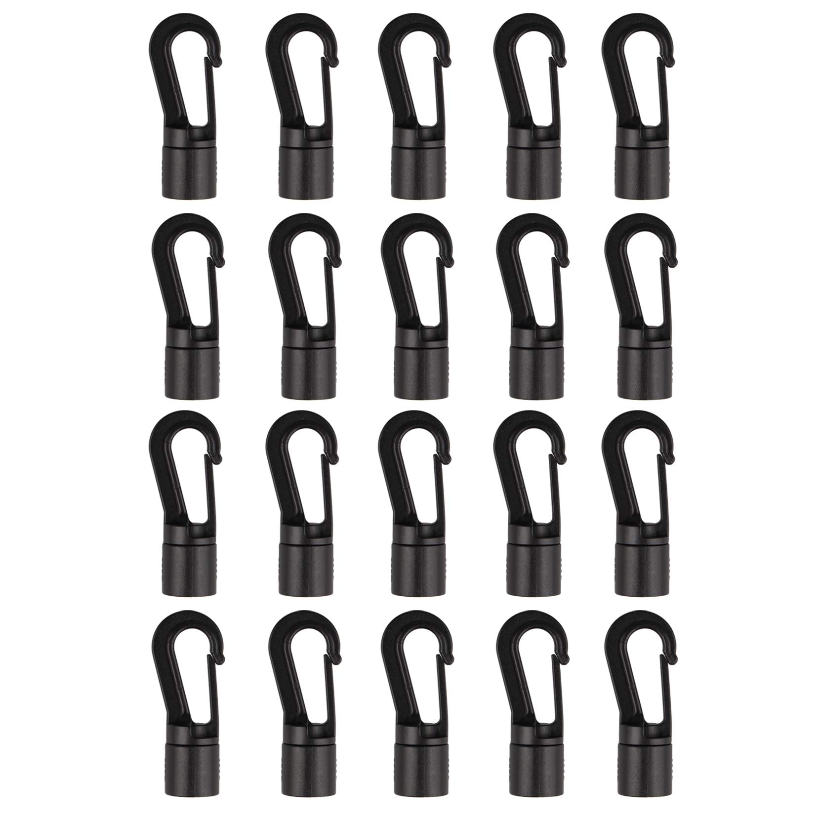 Futheda 20PCS 8mm Shock Cord End Hook Boat Kayak Canoe Bungee Shock Cord Hook Hanging End Hooks Kayak Accessories for Kayak Boat Canoe