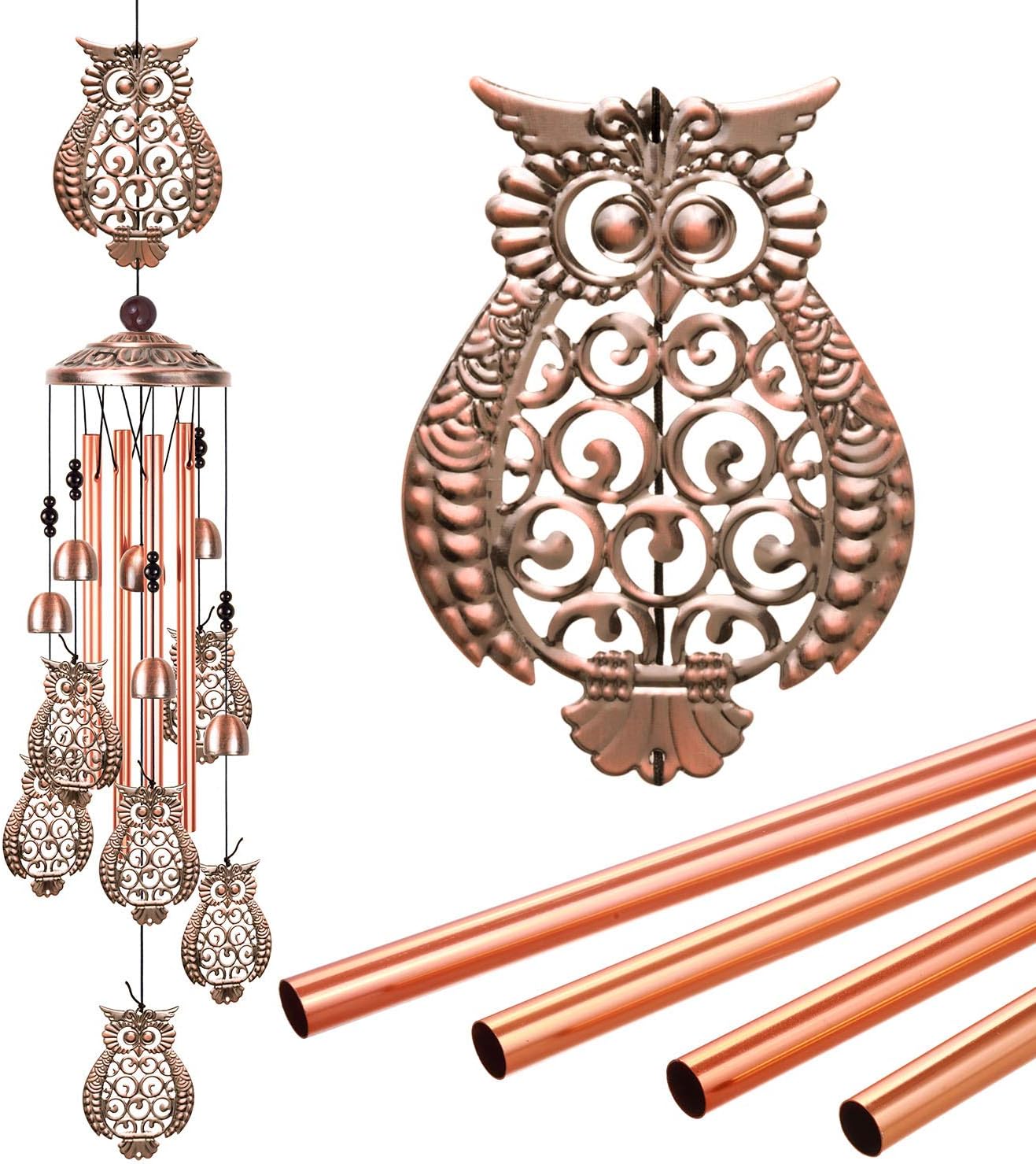 ME9UE Owl Wind Chimes Outdoor and Indoor Decor, Portable Mobile Owl