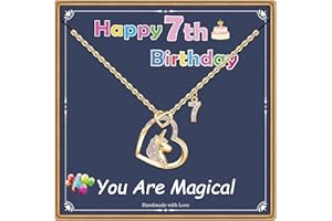Hidepoo Birthday Unicorns Gifts for Girls - 14K Gold Plated Unicorn Necklace Birthday Gifts for 3-16 Year Old Girl Colorful CZ Heart Pendant Unicorn Necklace for Girls Gifts Jewelry
