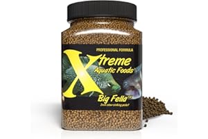 XTREME AQUATIC FOODS Xtreme Big Fella 3.0mm Pellets: Professional Nutrition for Medium to Large Cichlid/Community Fish - Boost Immune & Digestive Health, Color & Energy, Max Protein Fish Food – USA Farm Grown (20oz)