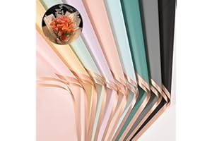 GlyinnHe 20 Sheet 10 Colors Gold Edge Flower Wrapping Paper, 22.8 x 22.8 Inches, Waterproof, Floral Design, Perfect for Gift Wrapping, Birthdays, Weddings, and More