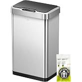 EKO Mirage-T 50 Liter / 13.2 Gallon Touchless Rectangular Motion Sensor Trash Can or Recycling Bin, Brushed Stainless Steel Finish