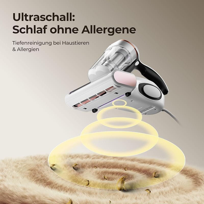 J300 Milbensauger mit Staubmilben-Sensor und Intelligenter LED-Anzeige, 500W Milbenstaubsauger mit UV-Licht, Ultraschall, Für Allergiker, entfernt 99,9% Allergene von Matratzen, Betten und Sofas — Foto 5 von 8