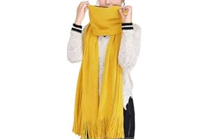 Wander Agio Women's Warm Long Scarves Winter Scarfs Pure Color Scarf Tassel