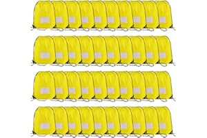 CODOBON 40 Pcs Drawstring Bags,Bulk Draw String Backpack, DIY Gym Sports Cinch Bag Sackpack for Women Men, Yellow