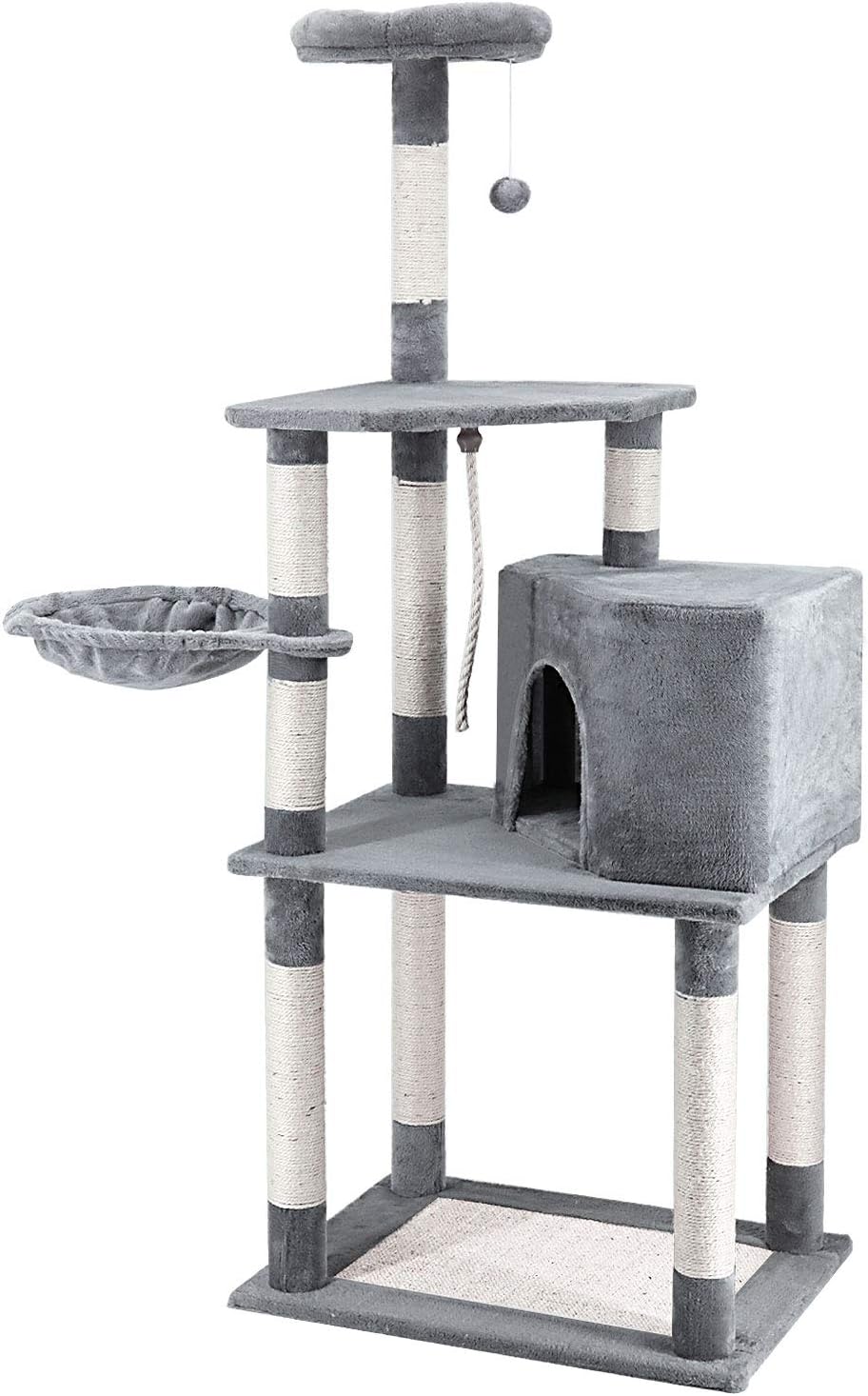 ScratchMe 67 inch Cat Tree Tower with Hammock & Scratching Post, Navy Blue : Pet Supplies