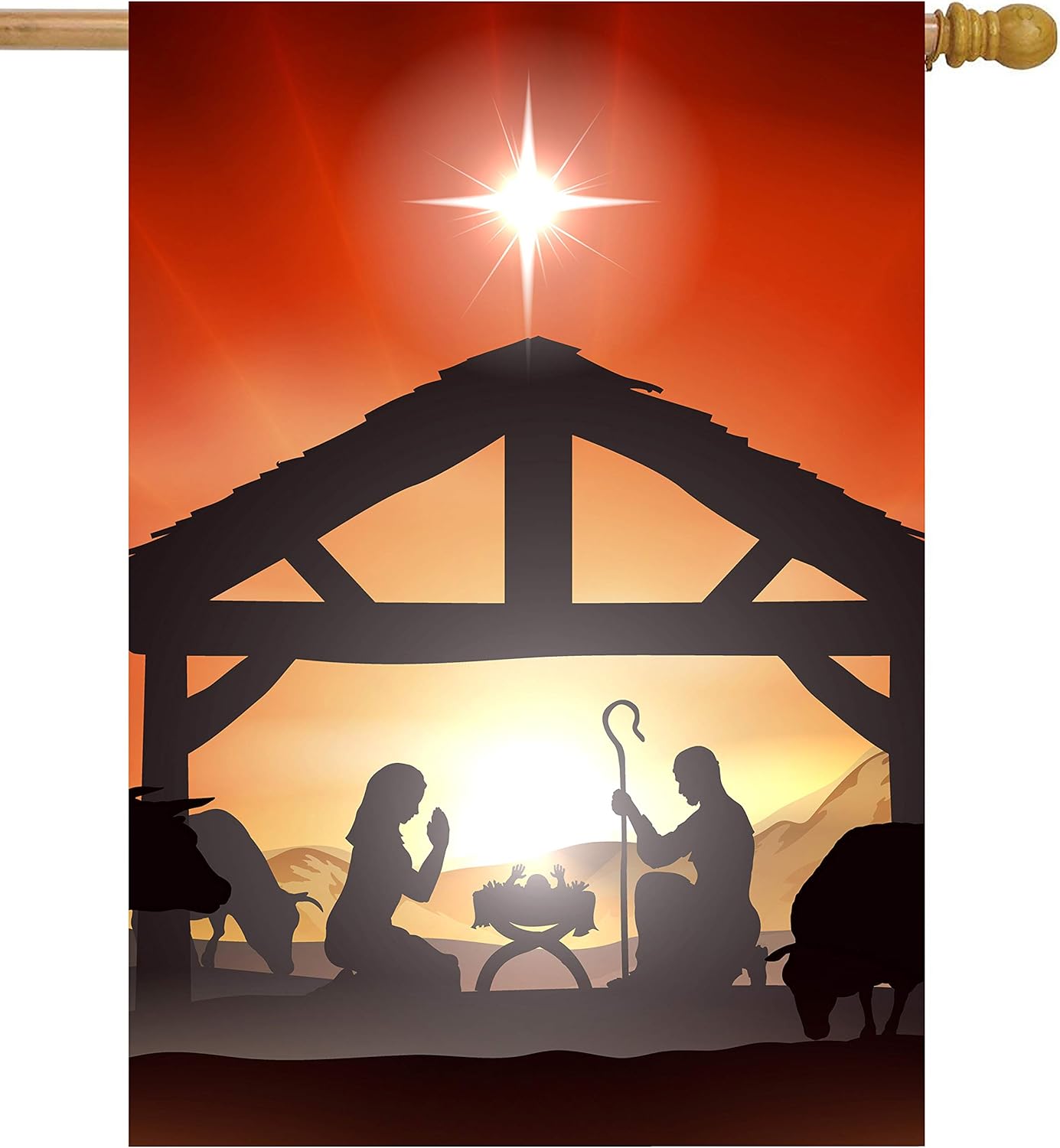 ShineSnow Traditional Winter Christmas Scene Story House Flag 28" x 40" Double Sided Polyester Welcome Yard Garden Flag Banners for Patio Lawn Home Outdoor Decor