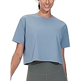 Dragon Fit Workout Crop Tops for Women Short Sleeve Athletic T-Shirt Casual Running Yoga Tops