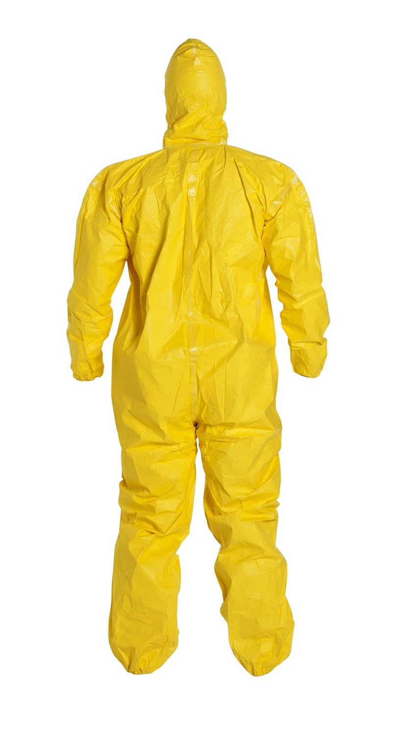 DuPont Tychem 2000 QC127S Disposable Chemical Resistant Coverall with Hood, Elastic Cuff and Serged Seams, Yellow, 2X-Large (Pack of 12): Industrial & Scientific
