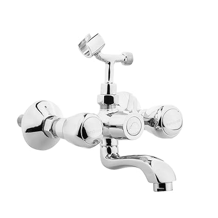 Hindware F100018QT Contessa Wall Mixer with Hand Shower Arrangementwith Crutch (Chrome)