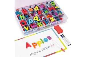 Joswisch Magnetic Letters kit 234 Pcs with Double-Side Magnet Board - Foam Alphabet Letters for Kids Fridge Magnet Spelling a