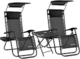 Rainberg Zero Gravity Chair with Canopy Shade Table 2 Pack Outdoor Lounge