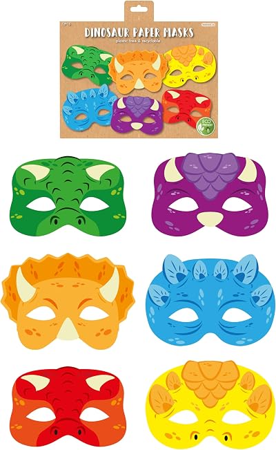 HENBRANDT Dinosaur Paper Masks Pack of 12 Kids Party Masks
