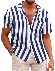 COOFANDY Men Casual Button Down Shirt Short Sleeve