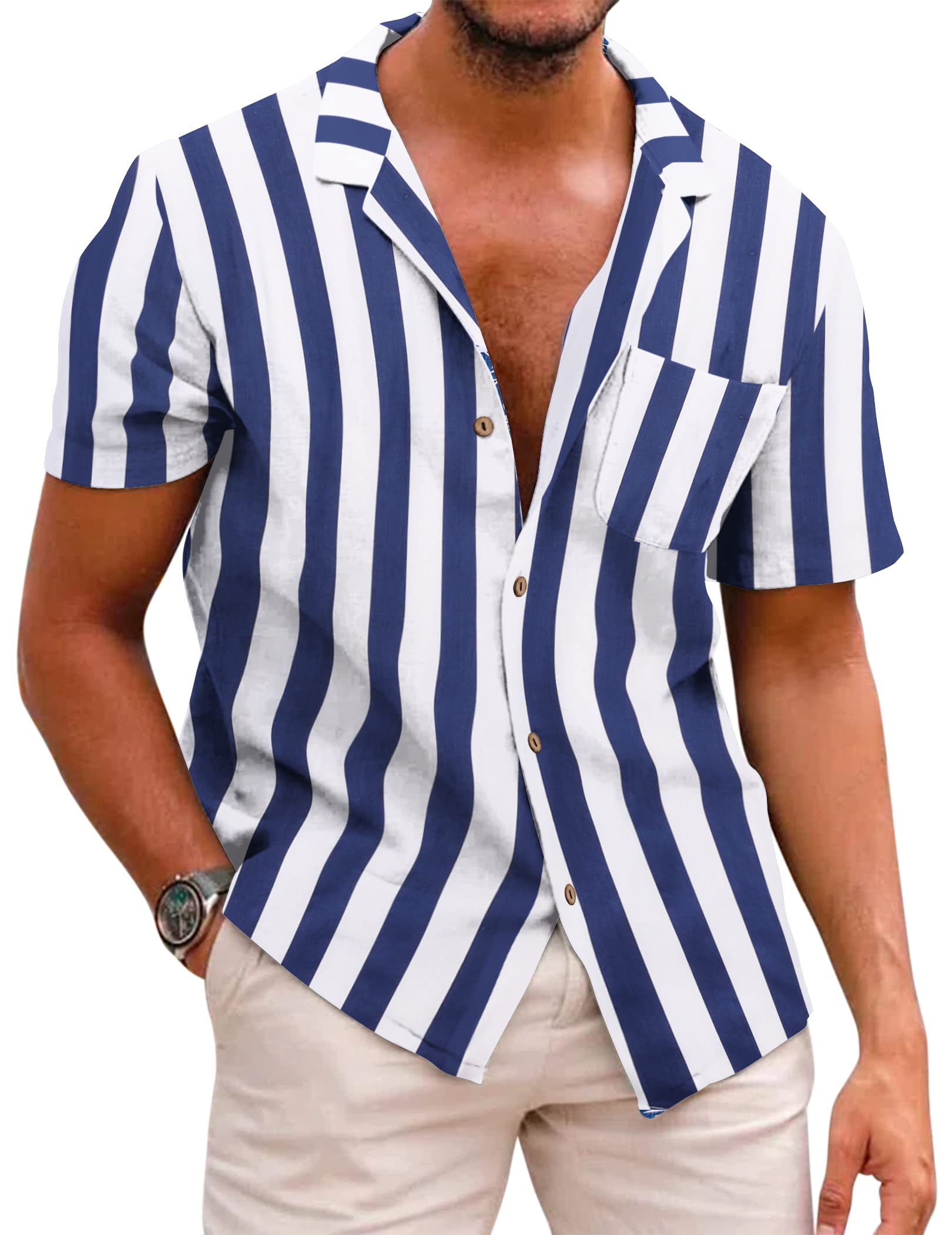 COOFANDY Men Casual Button Down Shirt Short Sleeve
