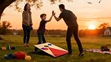 simpa Portable Cornhole Outdoor Game Set 90x60 cm 3x2 ft with 8 Bags view 8