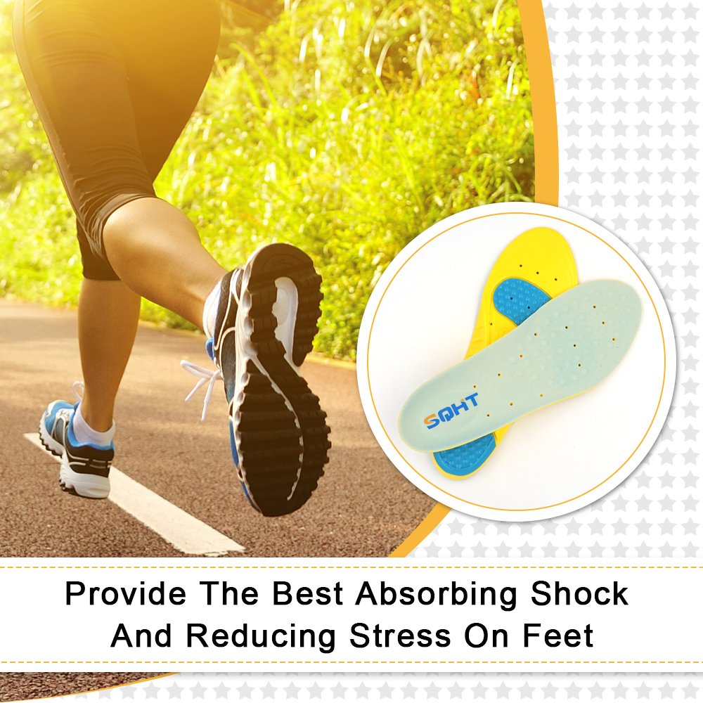 Shoe Insoles, Athletic Series Running Insoles Full Length Comfort Foam Orthotic Replacement Insets with Adaptive Arch and Gel Inserts (S | 1.5~4 Big Kids)