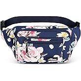 Waist Pack Bag Fanny Pack for Men&Women Hip Bum Bag with Adjustable Strap for Outdoors Workout Traveling Casual Running Hiking Cycling (New Blue Flowers)