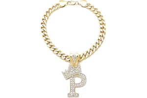 BA UNIQUE FASHION Initial Letter Cuban Chain Dog Chain Pet Chain Pet, Cat, Puppy Necklace (P, 14")