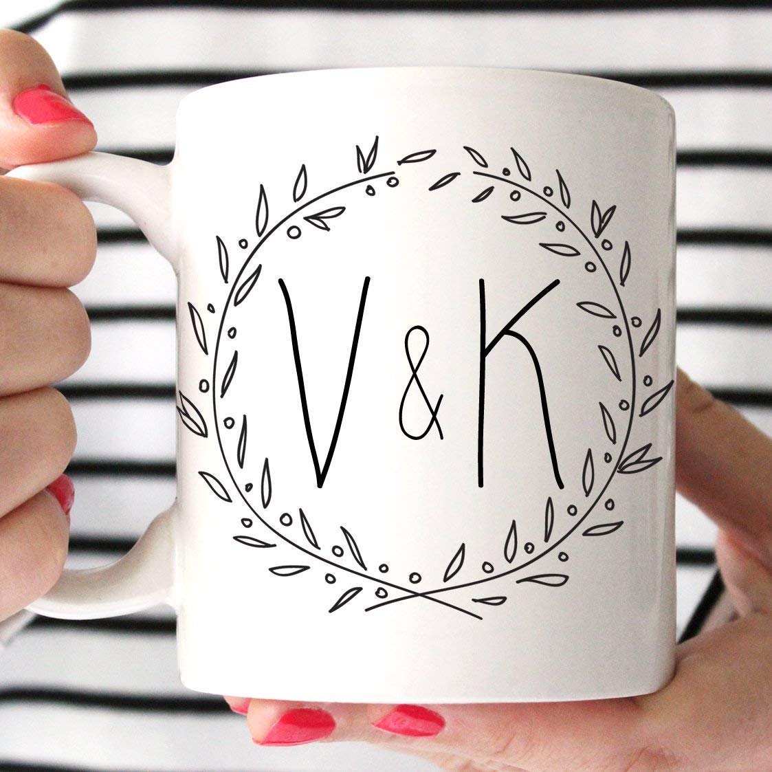 Couple Personalized Initials Ceramic Coffee Mug Monogram