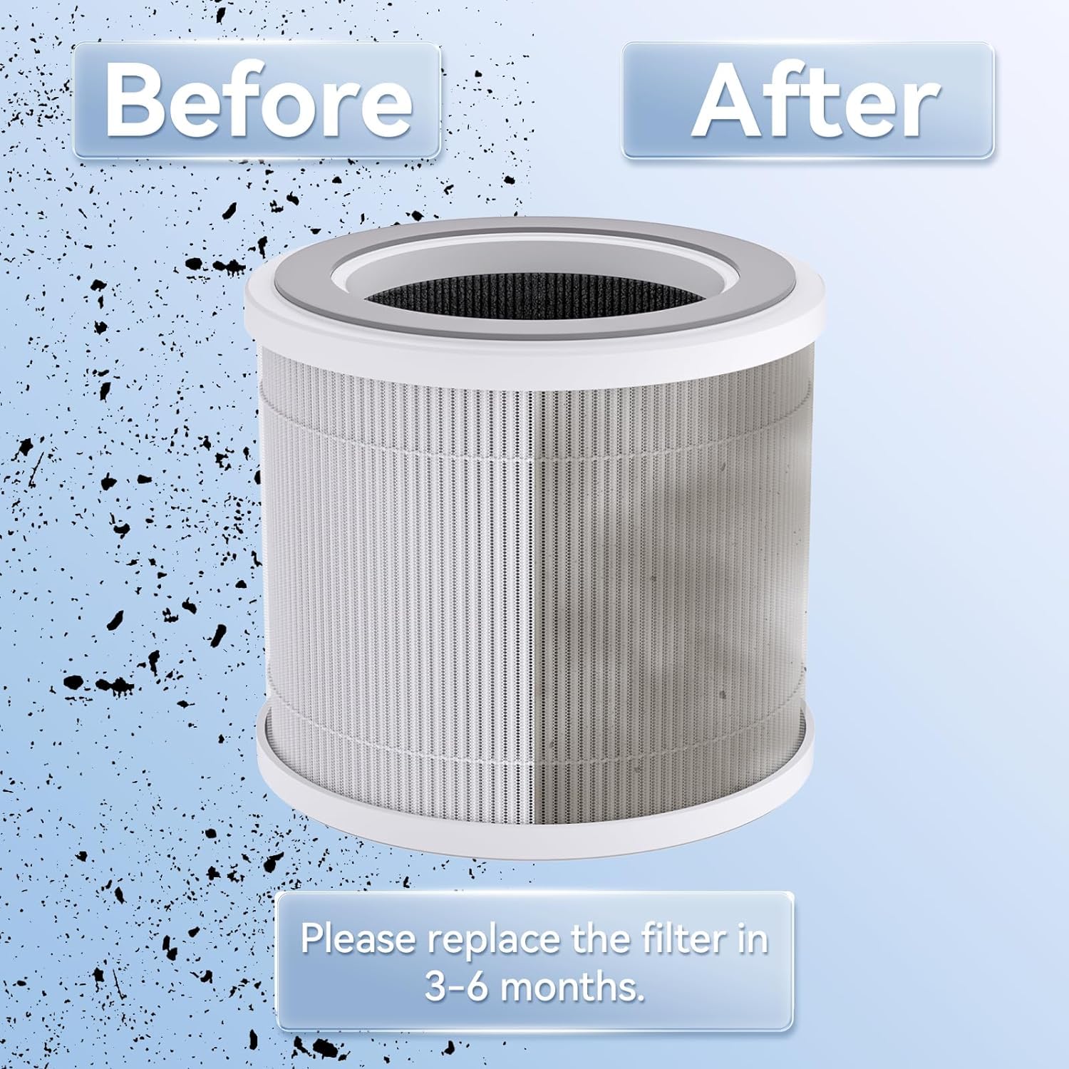 FULMINARE PU-P05 Air Purifier Replacement (2 Pack) Quiet Air Cleaner Filtering Out 99.97% 0.01 Microns, Smoke, Particles