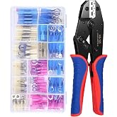 Ratchet Wire Crimping Tool with 120Pcs Heat Shrink Butt Connectors | for Heat Shrink, for Insulated Nylon and Electrical Wire Connectors, Ratchet Wire Crimper Tool AWG 22-10