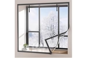TECUUL Window Insulation for Winter, 47''X63'' Window Insulation Kit Thicken Plastic Transparent Window Film Easy Installation Keep Cold Out Weatherproof Soundproof Thermal Curtain