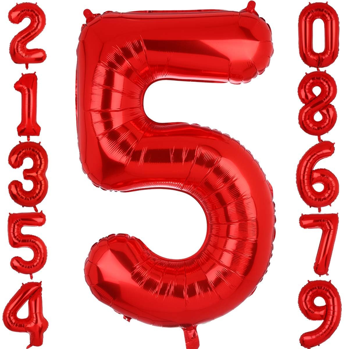 40 Inch Large Foil Number 5 Balloons Red Big Mylar Helium Balloon Birthdays Party Decorations Supplies