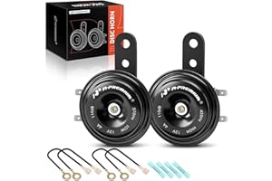 A-Premium - Disc Horn 2PCS High & Low Universal Electric Horns, 12V 110 dB, Compatible with Most Passenger Car, Commercial/Of