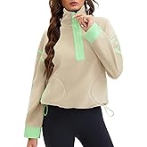 ONFERS Womens Half Zip Fleece Pullover Oversized Jacket with Pockets Zip Up Sweatshirt Warm Fuzzy Sweater Fall Winter Fashion