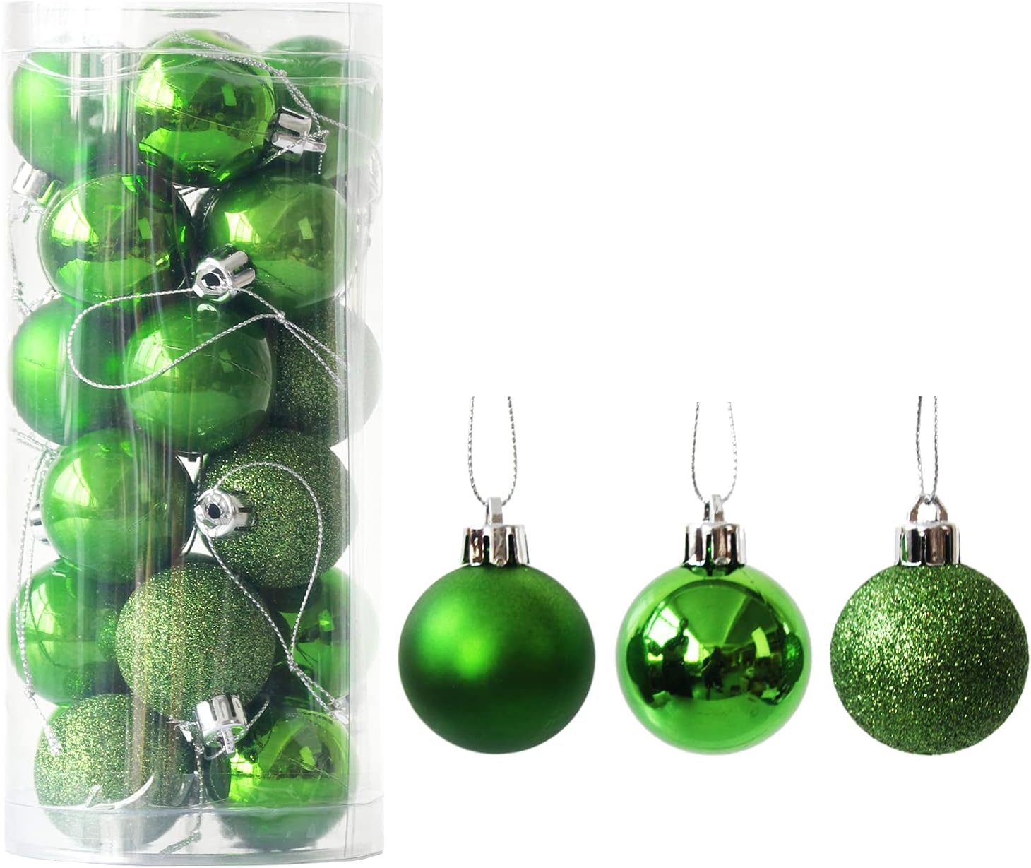 Ornaments - Christmas Ball Pendant, Decorative Shatterproof Christmas Tree Pendants Hanging 40mm Christmas Baubles Balls Ornaments Set Pack of 24 pcs (Green 塑料 Christmas Balls)